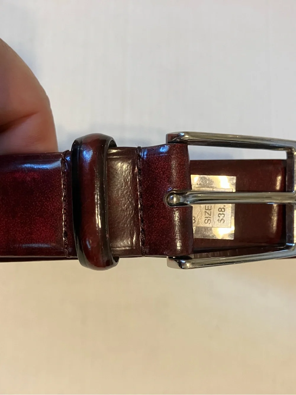 Daniel Cremieux  Leather Belt in Dark Burgundy with Silver Buckle 44 Italy made